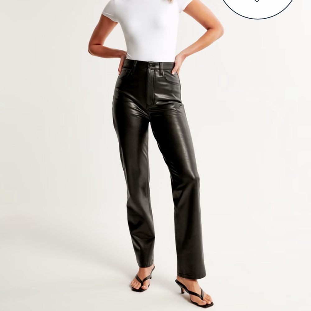 Abercrombie 90s straight ultra high rise leather pants